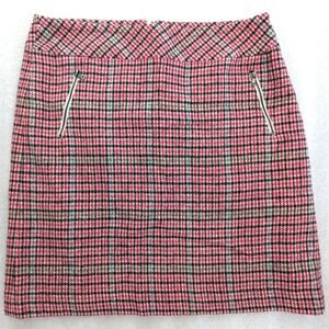 Talbots wool blend plaid mini skirt pink size 10